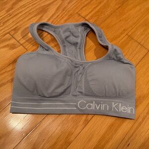 Calvin Klein Performance Women's Racerback Sports Bra Gray with Removable Pads
